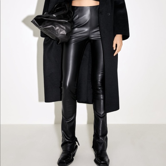 Zara Pants - ZARA Extra Long Faux Leather Leggings